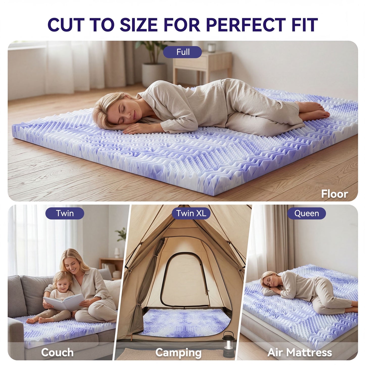 CHITOOMA 3 Inch 7-Zone Twin Memory Foam Mattress Topper, Cooling Gel Infused Foam Mattress Topper for Pressure Relief& Enhanced Sleep Comfort, CertiPUR-US and Oeko-TEX Certification