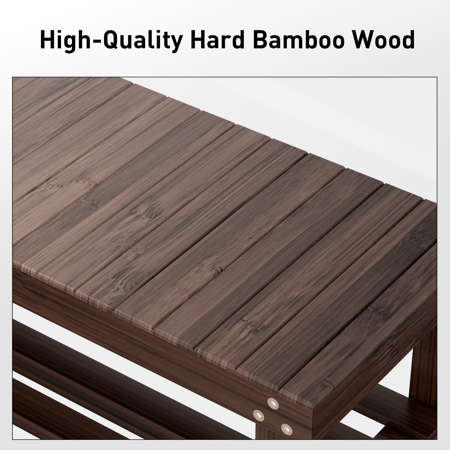 3-Tier Bamboo Shoe Storage Bench for Entryway, Wood Hallway Shoe Rack Shoe Organizer Shelf for Living Room, Bedroom, 11"D x 27.5"W x 17.5"H, Brown
