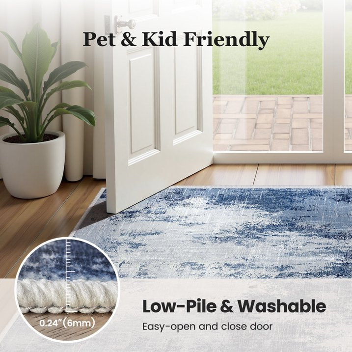 CHITOOMA 8'x10' Area Rugs for Living Room, Machine Washable Abstract Distressed Rugs Indoor Neutral Carpet Rugs for Bedroom Dining Room Office with Non-Slip Backing, Stain Resistant Non-Shed