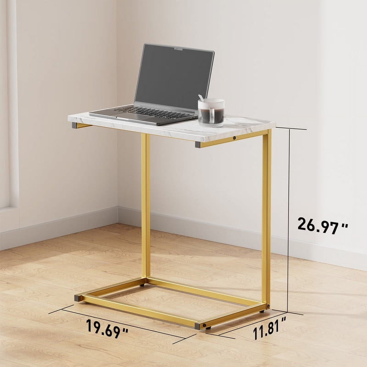 C Shape End Table 2 PCS,Sofa Side End Table C Shape for Living Room,Couch Table,Marble