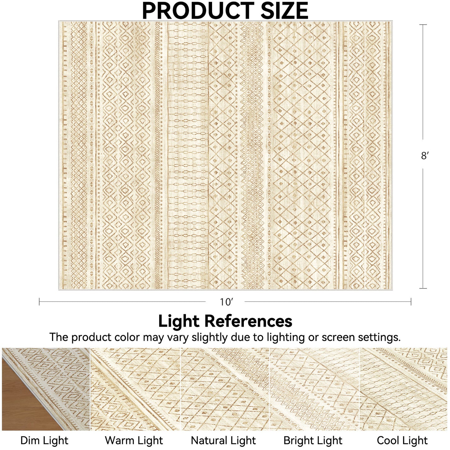 CHITOOMA 8'x10' Area Rugs for Living Room, Washable Rugs Boho Soft Geometric Bohemian Carpet Indoor Rug for Bedroom Dining Room Office Nonslip Foldable Rug