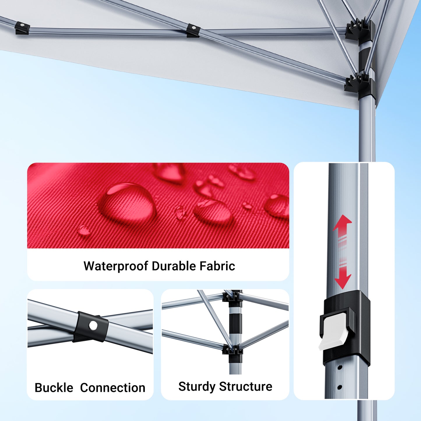 CHITOOMA 10 x 10ft Pop up Canopy Tent, Instant Outdoor Shelter Easy Portable Straight Leg Canopy Tent, Red