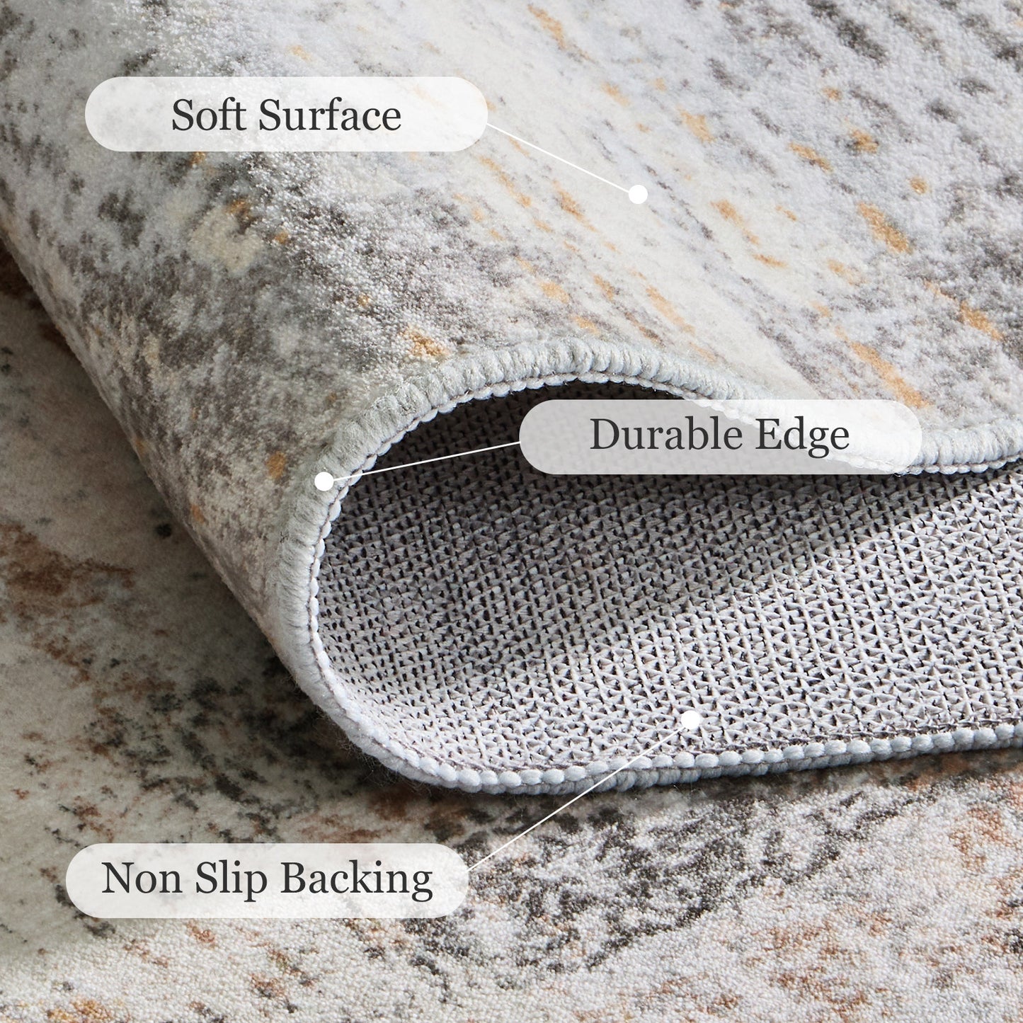 CHITOOMA 8'x10' Area Rugs for Living Room, Machine Washable Rugs for Bedroom Dining Room Dorm Office with Non-Slip Backing, Stain Resistant Non-Shed Carpet