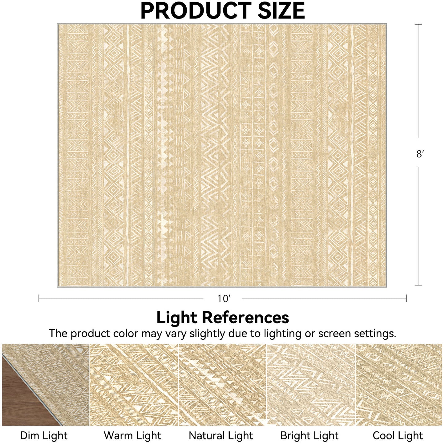 CHITOOMA 8'x10' Area Rugs for Living Room, Washable Rugs Boho Soft Geometric Bohemian Carpet Indoor Rug for Bedroom Dining Room Office Nonslip Foldable Rug