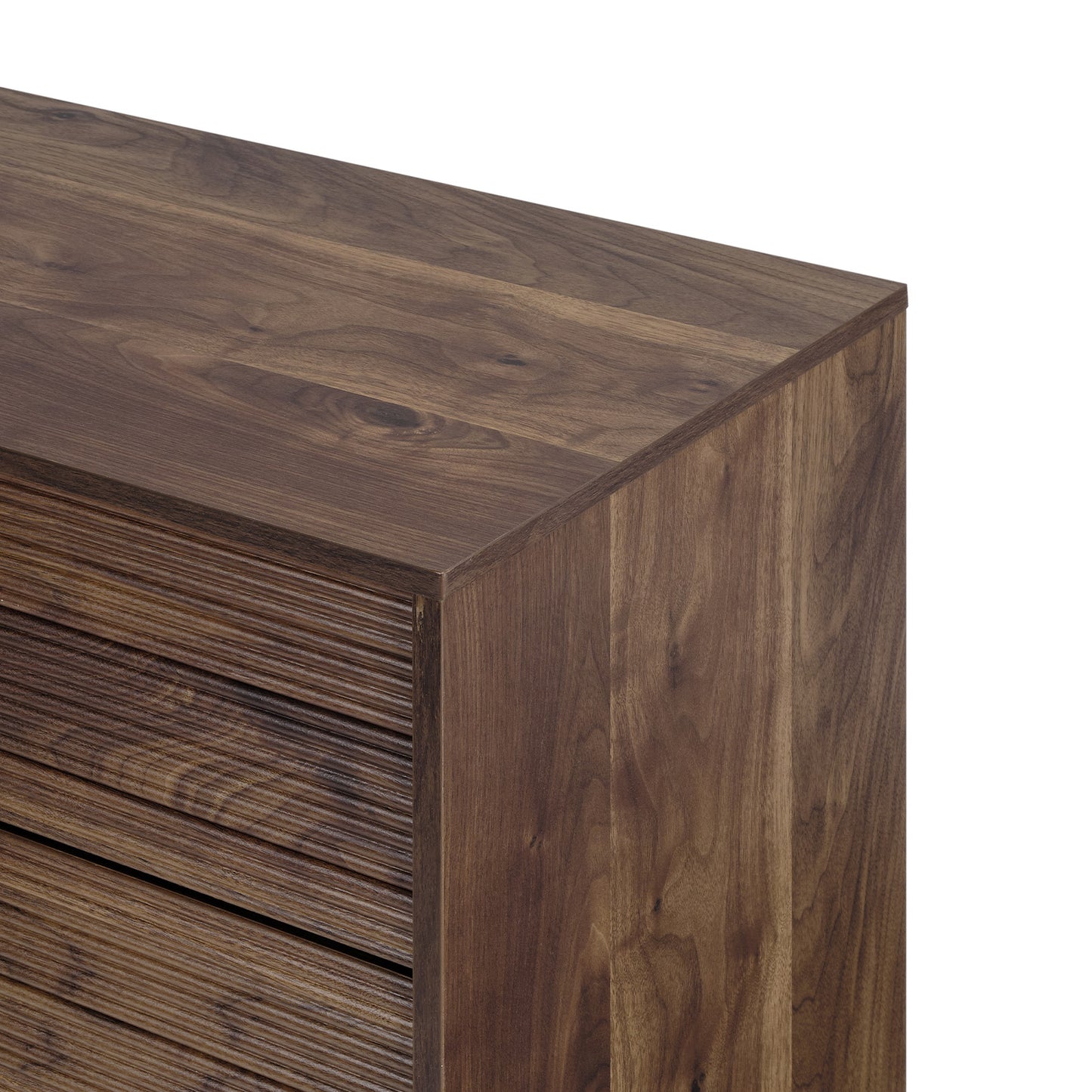 CHITOOMA Fluted Dresser for Bedroom, Modern Wooden 5 Drawer Tall Dresser, Chest of Drawers, Storage Cabine Living Room Hallway, Walnut