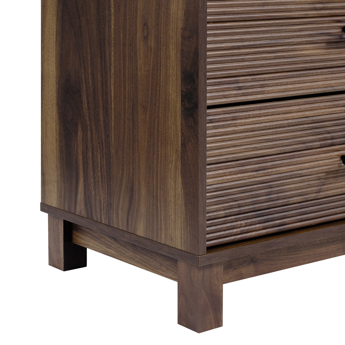 CHITOOMA Fluted Dresser for Bedroom, Modern Wooden 5 Drawer Tall Dresser, Chest of Drawers, Storage Cabine Living Room Hallway, Walnut