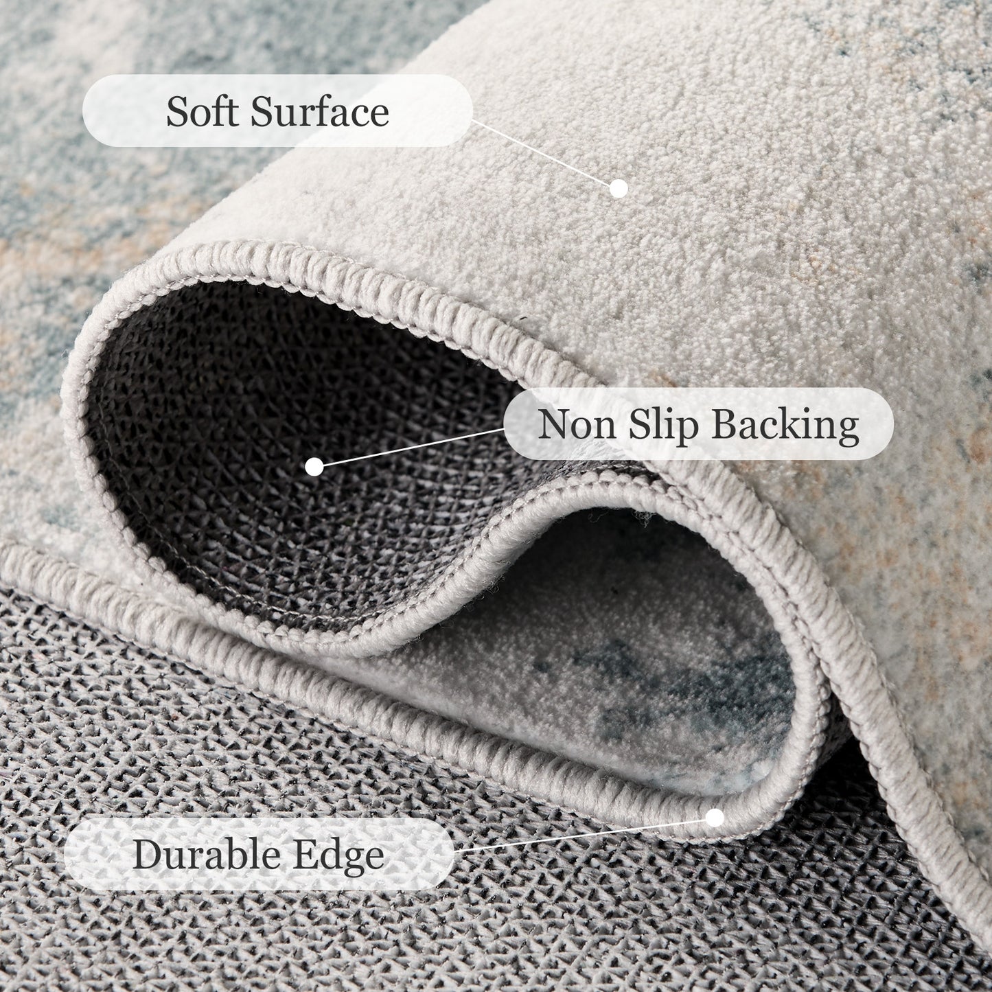 2'x6' Abstract Runner Rug for Hallway, Machine Washable Stain Resistant Non-Shed Carpet, Runner Rug with Non-Slip Backing for Kitchen, Entryway, Bedroom, Laundry, Bathroom