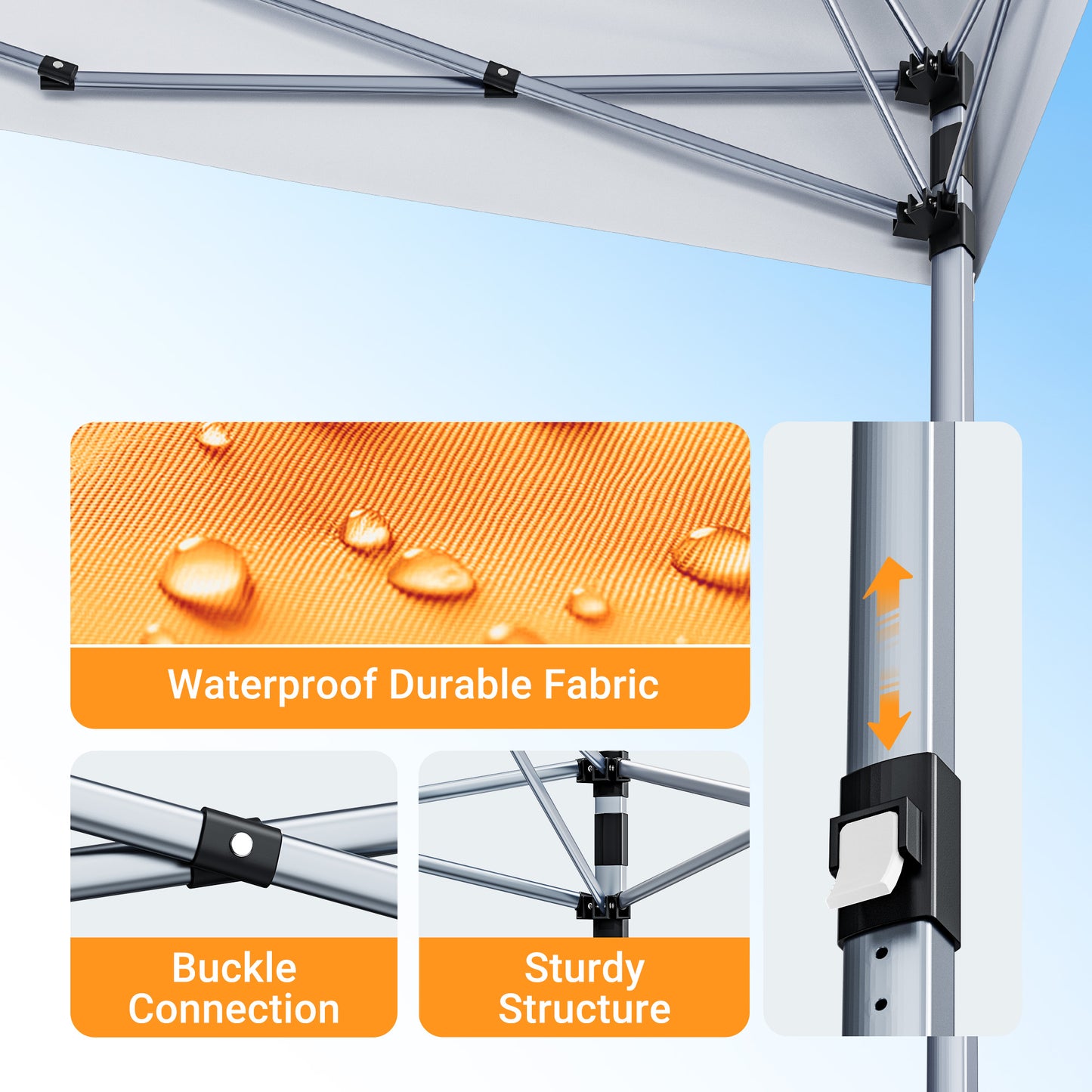 CHITOOMA 10 x 10ft Pop up Canopy Tent, Instant Outdoor Shelter Easy Portable Straight Leg Canopy Tent, Orange