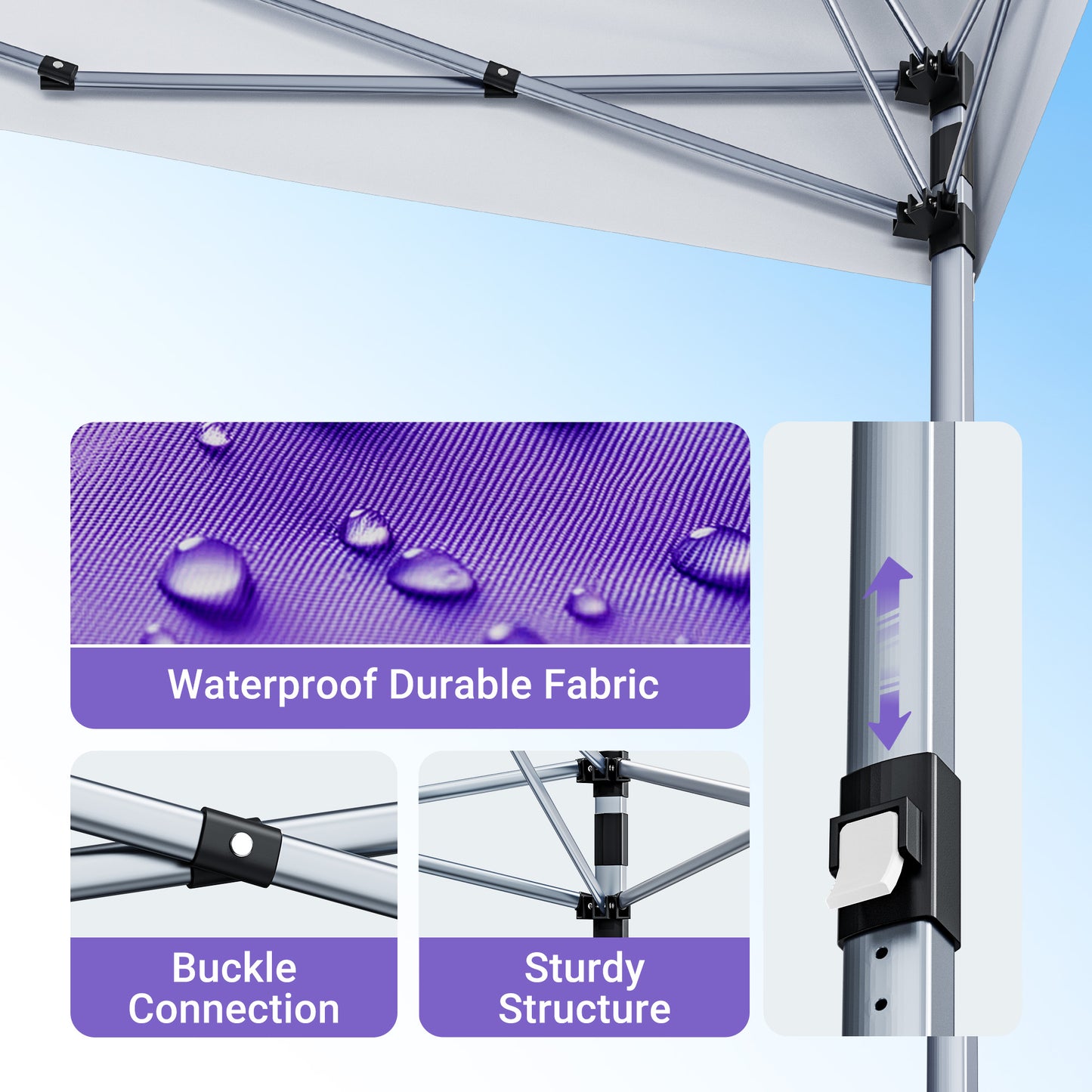 CHITOOMA 10 x 10ft Pop up Canopy Tent, Instant Outdoor Shelter Easy Portable Straight Leg Canopy Tent, Purple