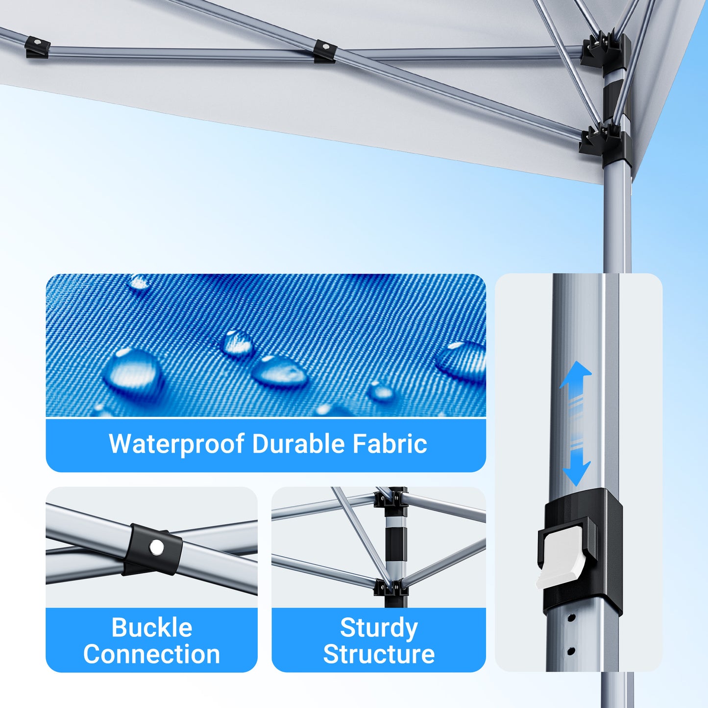 CHITOOMA 10 x 10ft Pop up Canopy Tent, Instant Outdoor Shelter Easy Portable Straight Leg Canopy Tent, Blue