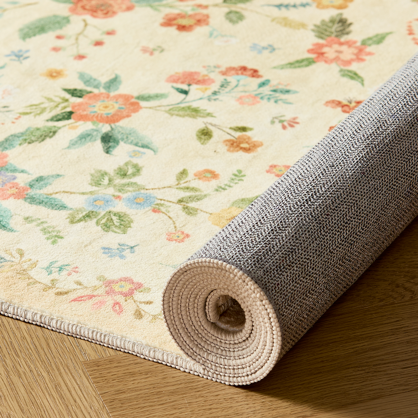 CHITOOMA 3'x5' Boho Area Rugs for Living Room, Machine Washable Stain Resistant Non-Shed Carpet, Floral Area Rug with Non-Slip Backing for Bedroom, Dining Room, Dorm, Office