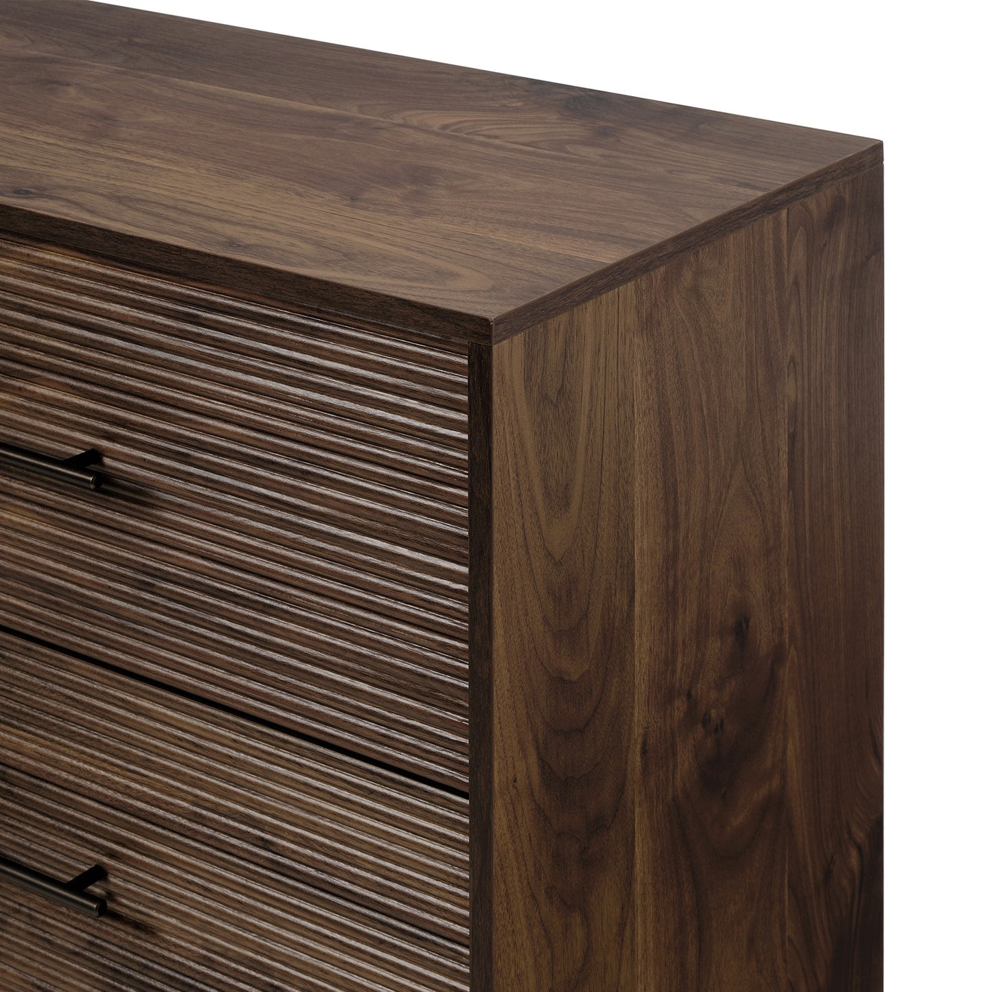 CHITOOMA 6 Drawer Fluted Dresser for Bedroom, Modern Wooden Long Dresser, Storage Cabine Chest of Drawers for Living Room Hallway, Walnut