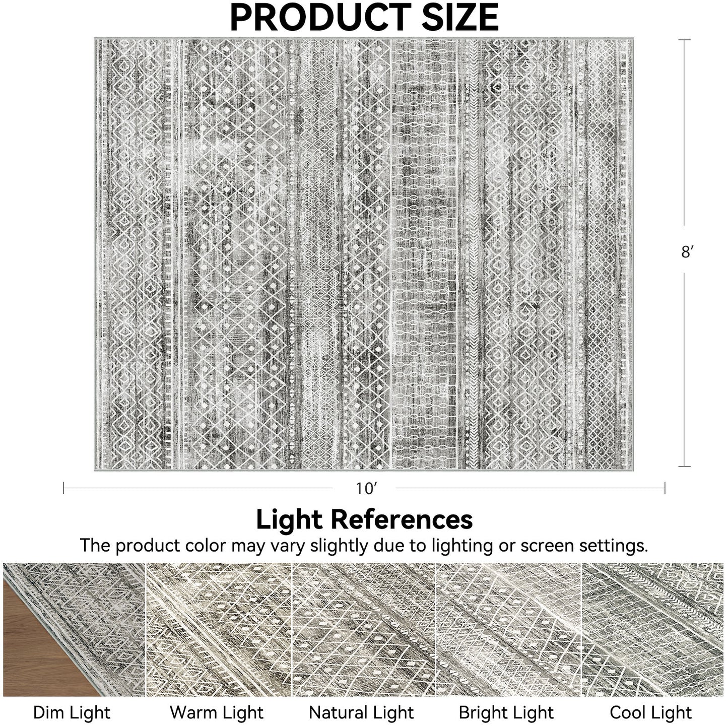 CHITOOMA 8'x10' Area Rugs for Living Room, Washable Rugs Boho Soft Geometric Bohemian Carpet Indoor Rug for Bedroom Dining Room Office Nonslip Foldable Rug