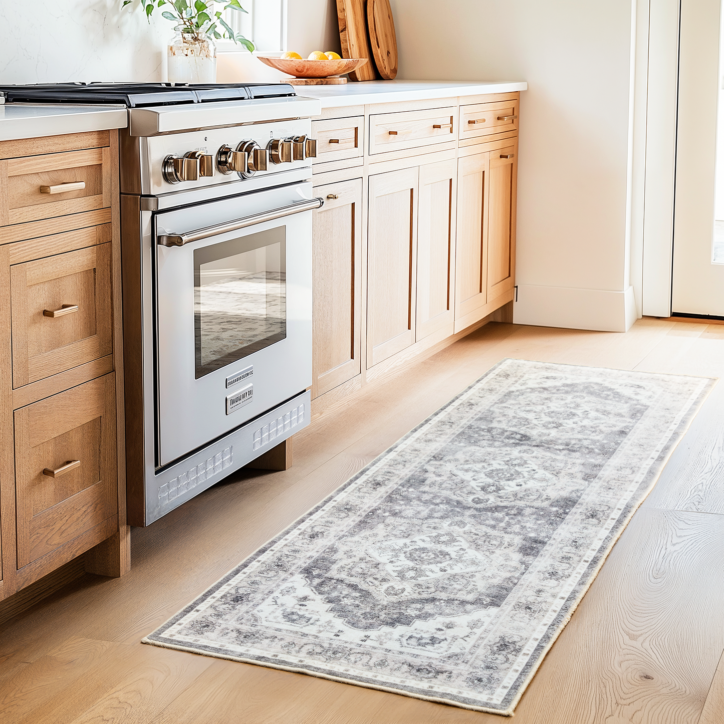 CHITOOMA 2'x6' Machine-washable Runner Rug for Kitchen, Stain Resistant Non-Shed Carpet, Boho Runner Rug with Non-Slip Backing for Hallway, Entryway, Bedroom, Laundry, Bathroom