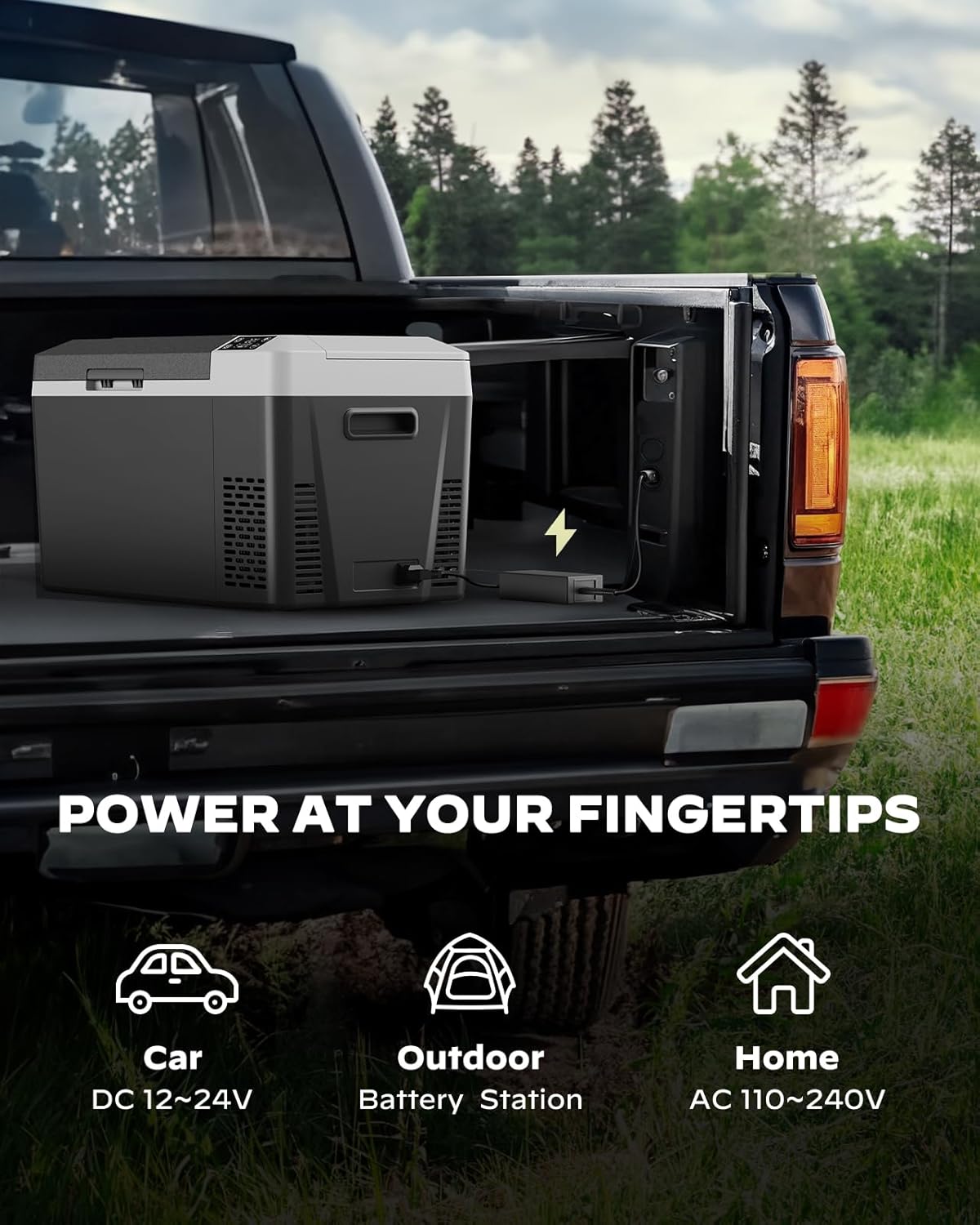 CHITOOMA 12 Volt Car Refrigerator, 24QT Electric Cooler, Portable Freezer Compressor Cooler -4℉~68℉, 12/24V DC & 110-240V AC for Travel Camping Truck Home