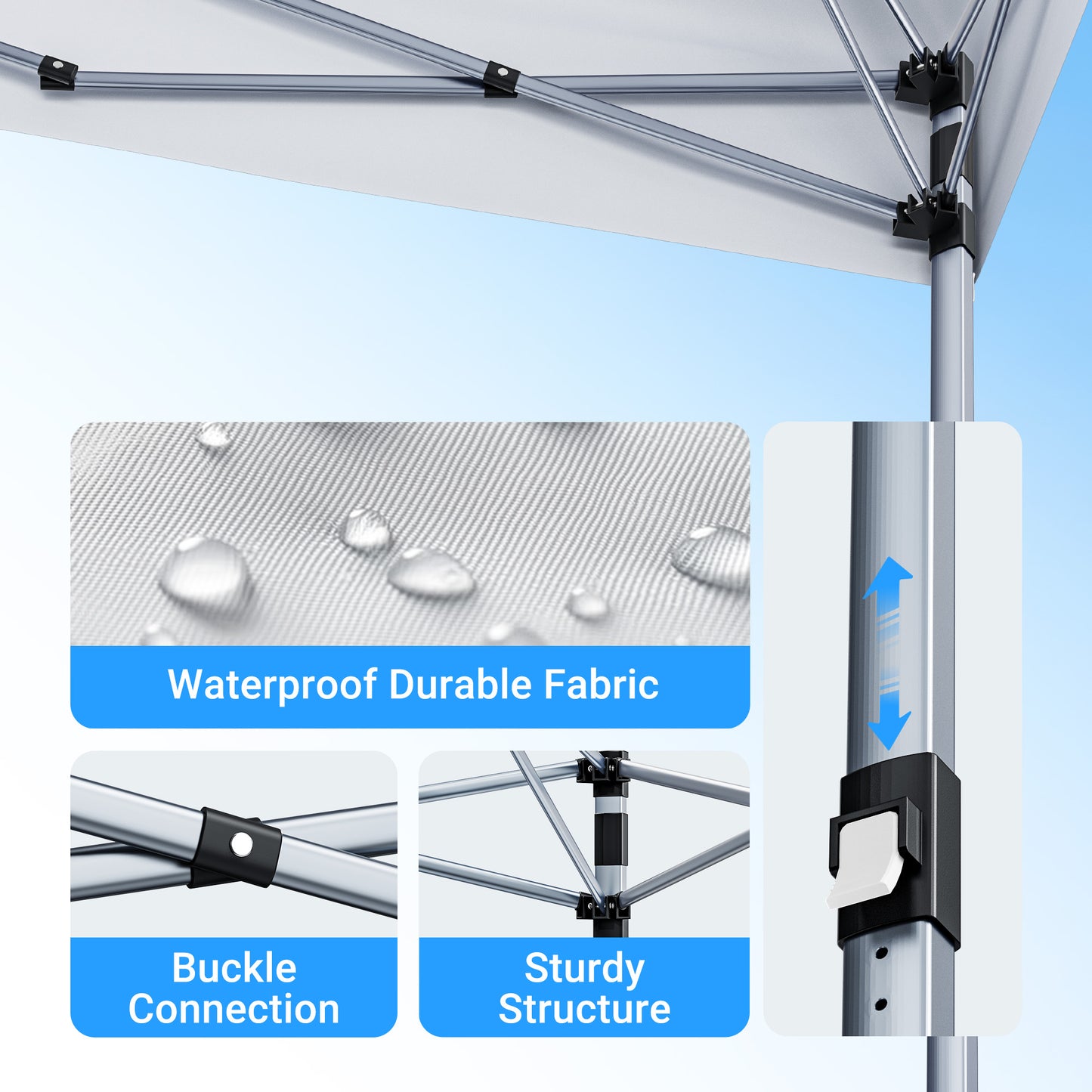 CHITOOMA 10 x 10ft Pop up Canopy Tent, Instant Outdoor Shelter Easy Portable Straight Leg Canopy Tent, White