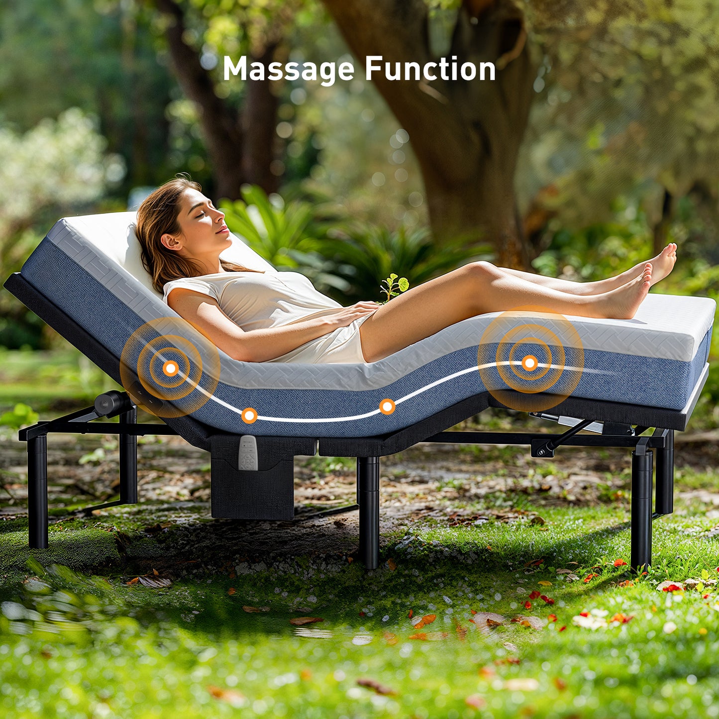CHITOOMA Electric Adjustable Bed Frame Split King with Massage (4 Modes & 3 Intensities), Wireless Remote, Zero Gravity, 4 Height Options, Under-Bed Nightlight, 3 Minutes Fast Assembly