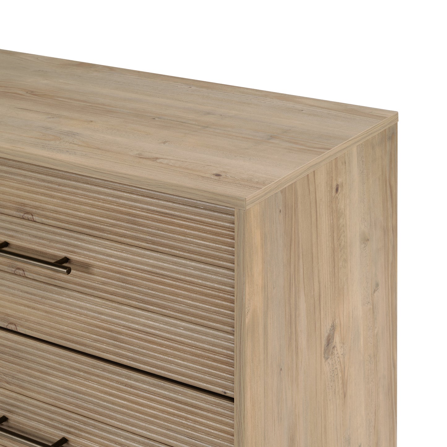 CHITOOMA Fluted Dresser for Bedroom, Modern Wooden 5 Drawer Tall Dresser, Chest of Drawers, Storage Cabine Living Room Hallway, Natural
