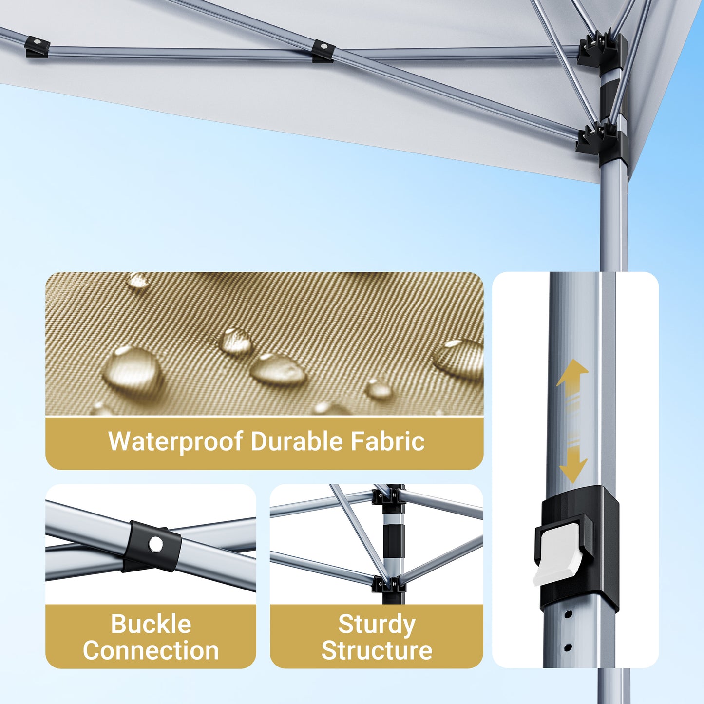 CHITOOMA 10 x 10ft Pop up Canopy Tent, Instant Outdoor Shelter Easy Portable Straight Leg Canopy Tent, Khaki