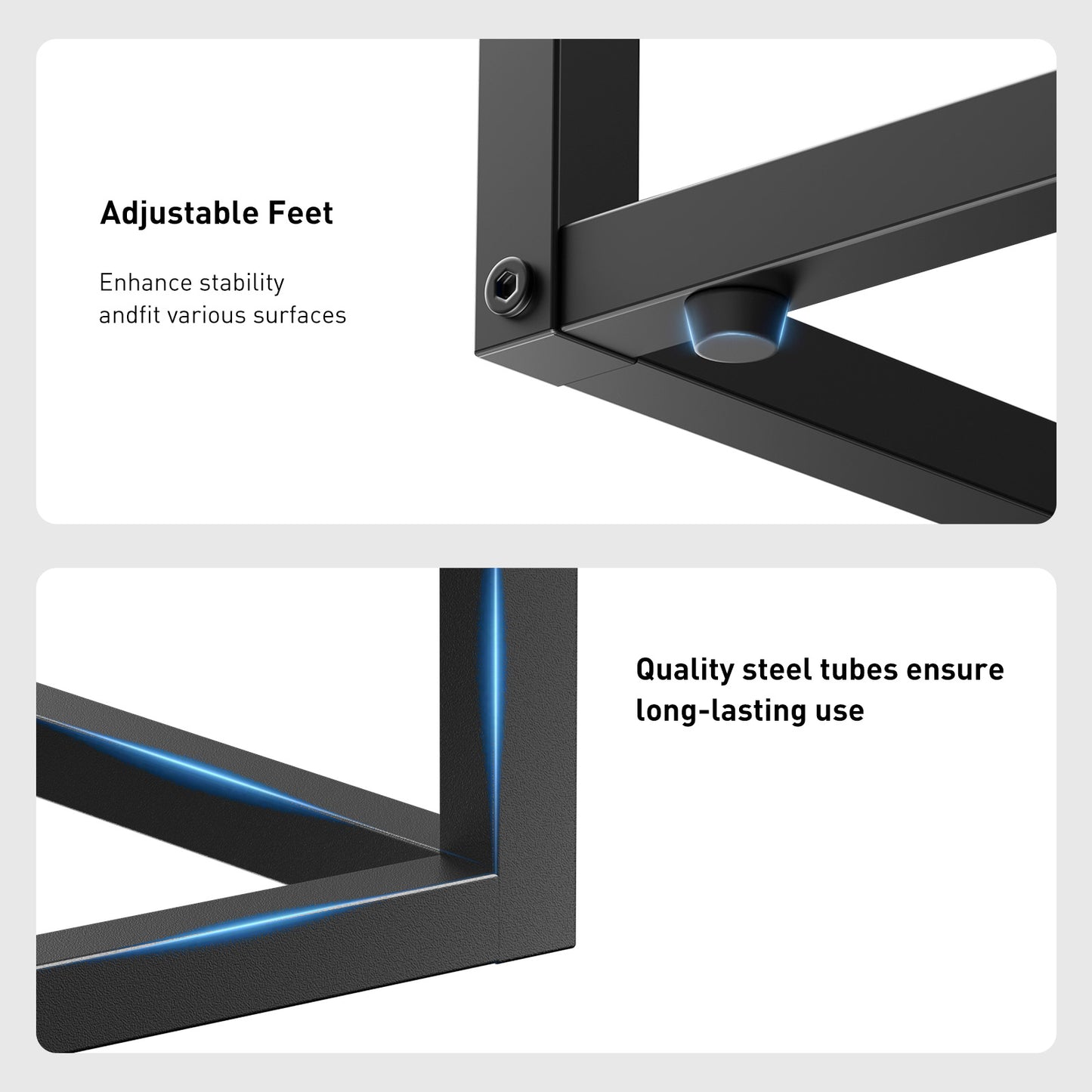 2pcs C Shaped Sofa Side End Table，Side Table TV Tray Table for Sofa,Couch Table with metal frame for livingroom,Bedroom,Rustic Brown