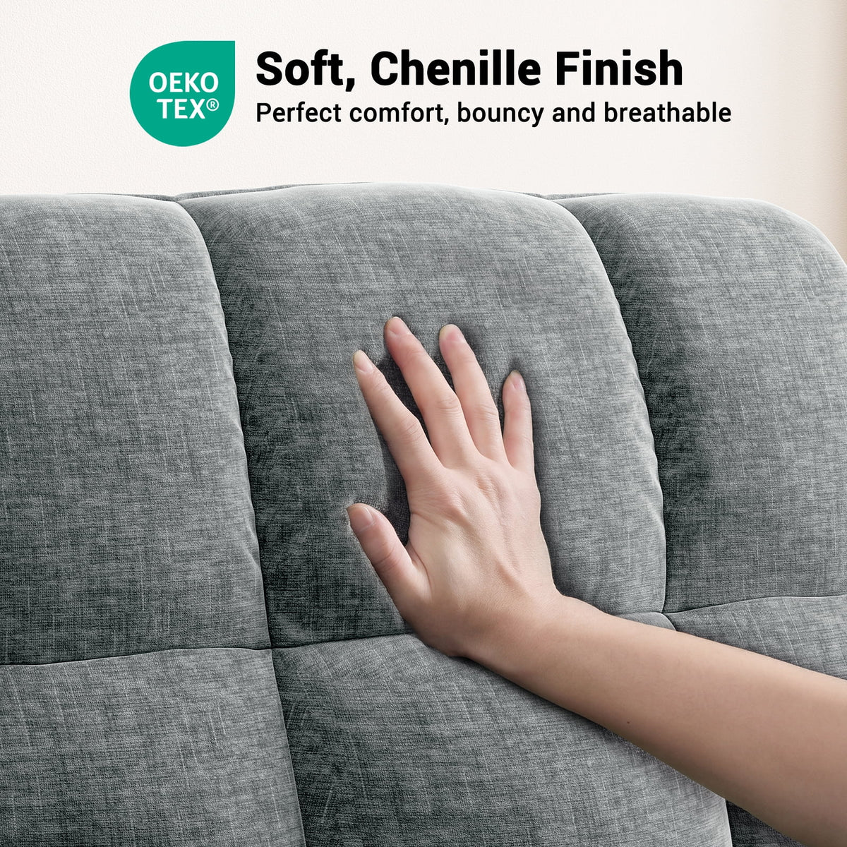 CHITOOMA Power Recliner Chair for Adults, Zero Gravity Electric Reclining Sofa with USB Port, Cup Holder & Side Pockets, Chenille Fabric, Light Gray