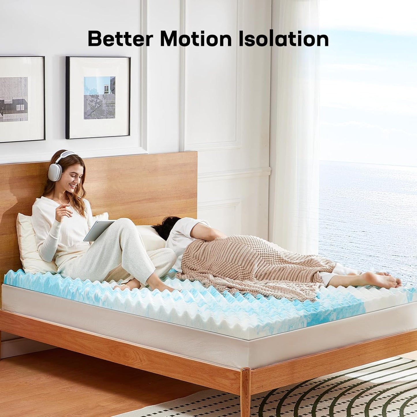 BESTERGO 3 Inch Egg Crate Full Memory Foam Mattress Topper, Gel Infused Foam Mattress Topper for Pressure Relief, CertiPUR-US