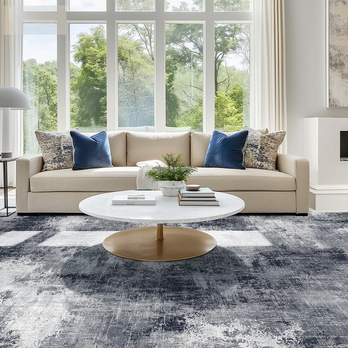 CHITOOMA 8'x10' Area Rugs for Living Room, Machine Washable Abstract Distressed Rugs Indoor Neutral Carpet Rugs for Bedroom Dining Room Office with Non-Slip Backing, Stain Resistant Non-Shed