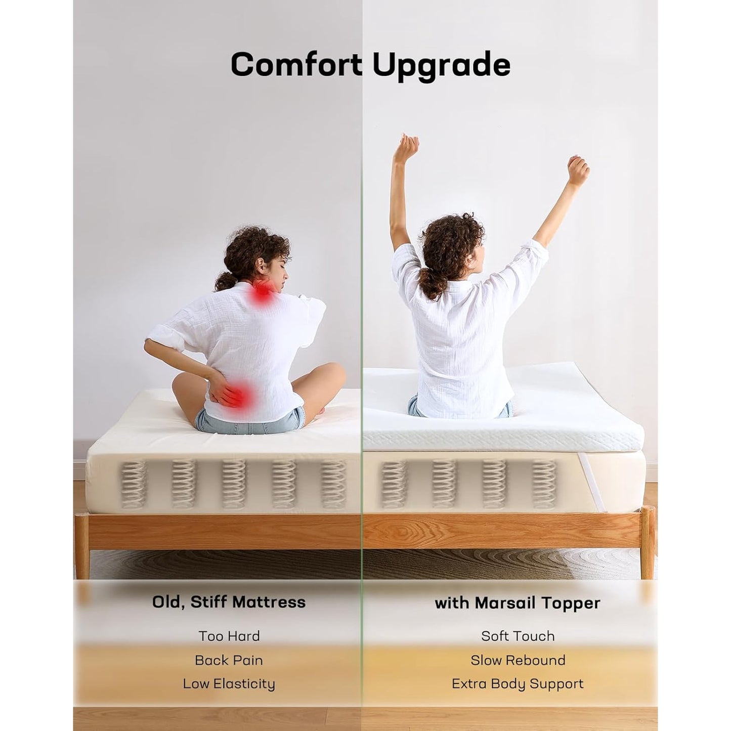 BESTERGO 3 Inch King Memory Foam Mattress Topper, Cooling Gel Infused Foam Mattress Topper for Pressure Relief, CertiPUR-US and Oeko-TEX Certification