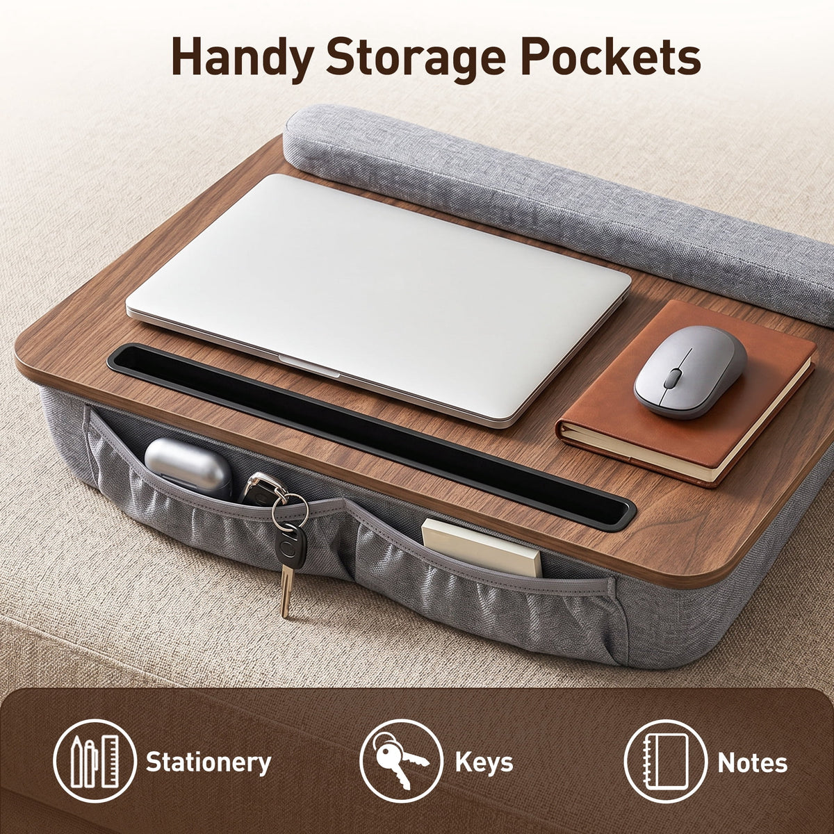 Laptop Lap Desk,Portable Lap Desk with Pillow Cushion,15.6 inch Laptop Desk for Home Office Students Use as Computer Laptop Stand, Book Tablet