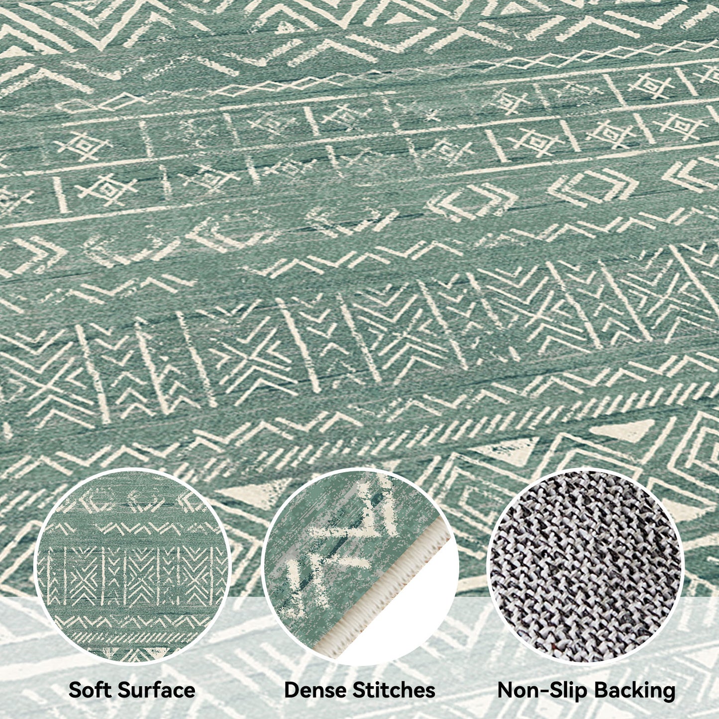 CHITOOMA 8'x10' Area Rugs for Living Room, Washable Rugs Boho Soft Geometric Bohemian Carpet Indoor Rug for Bedroom Dining Room Office Nonslip Foldable Rug