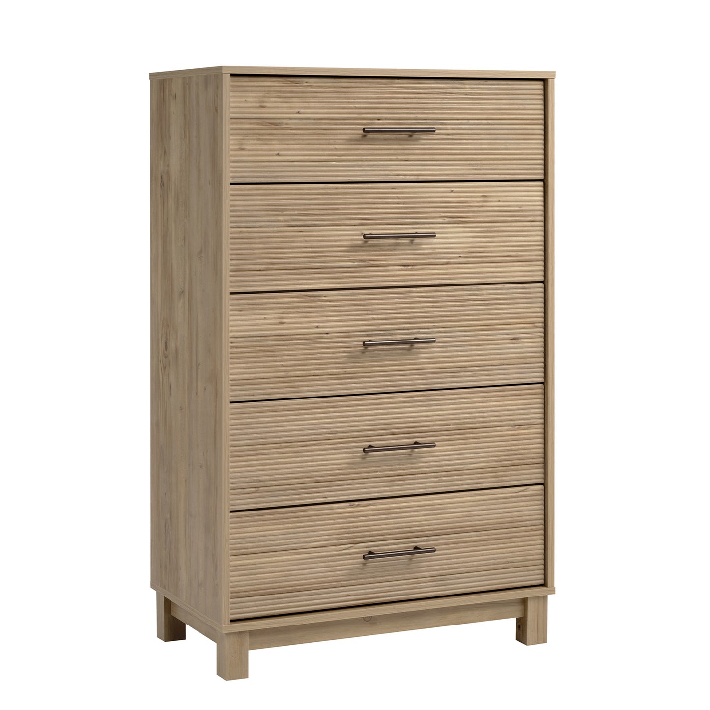CHITOOMA Fluted Dresser for Bedroom, Modern Wooden 5 Drawer Tall Dresser, Chest of Drawers, Storage Cabine Living Room Hallway, Natural