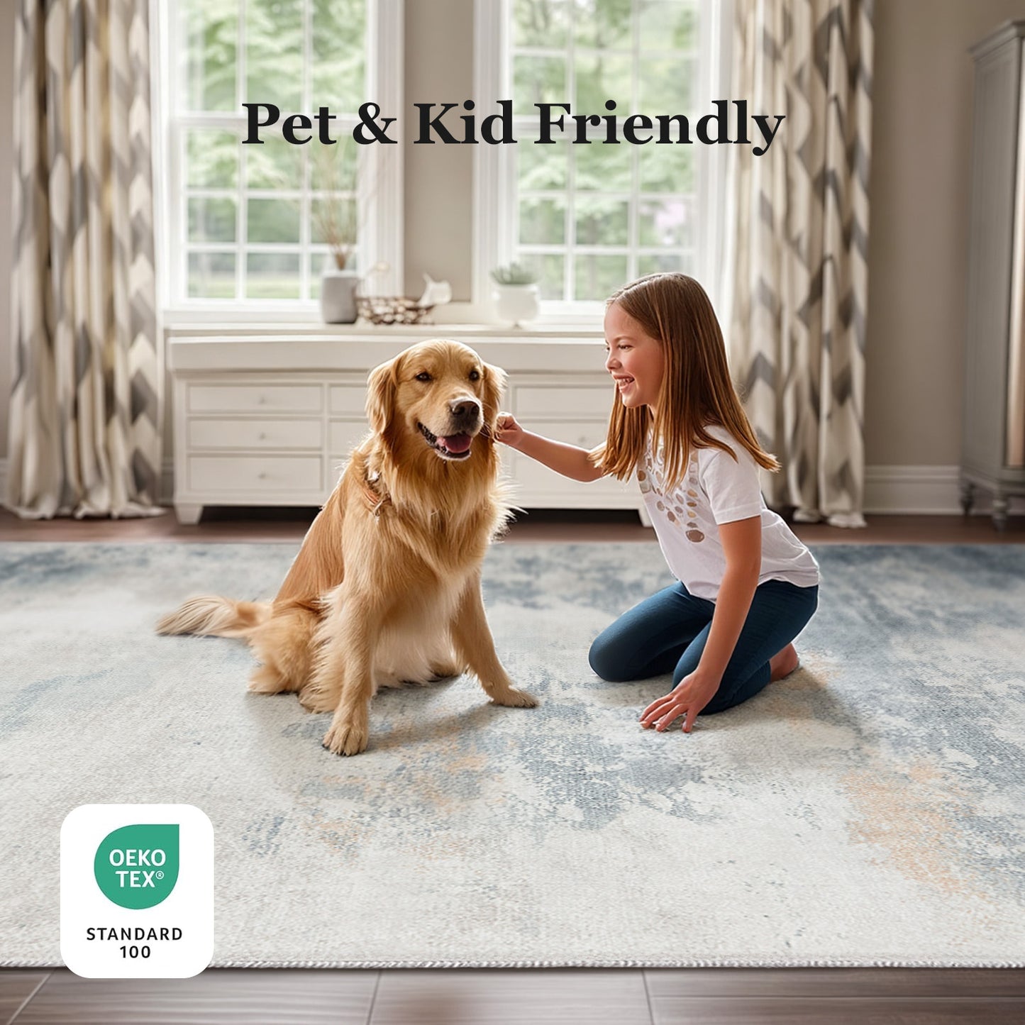 9'x12' Abstract Runner Rug for Hallway, Machine Washable Stain Resistant Non-Shed Carpet, Runner Rug with Non-Slip Backing for Kitchen, Entryway, Bedroom, Laundry, Bathroom