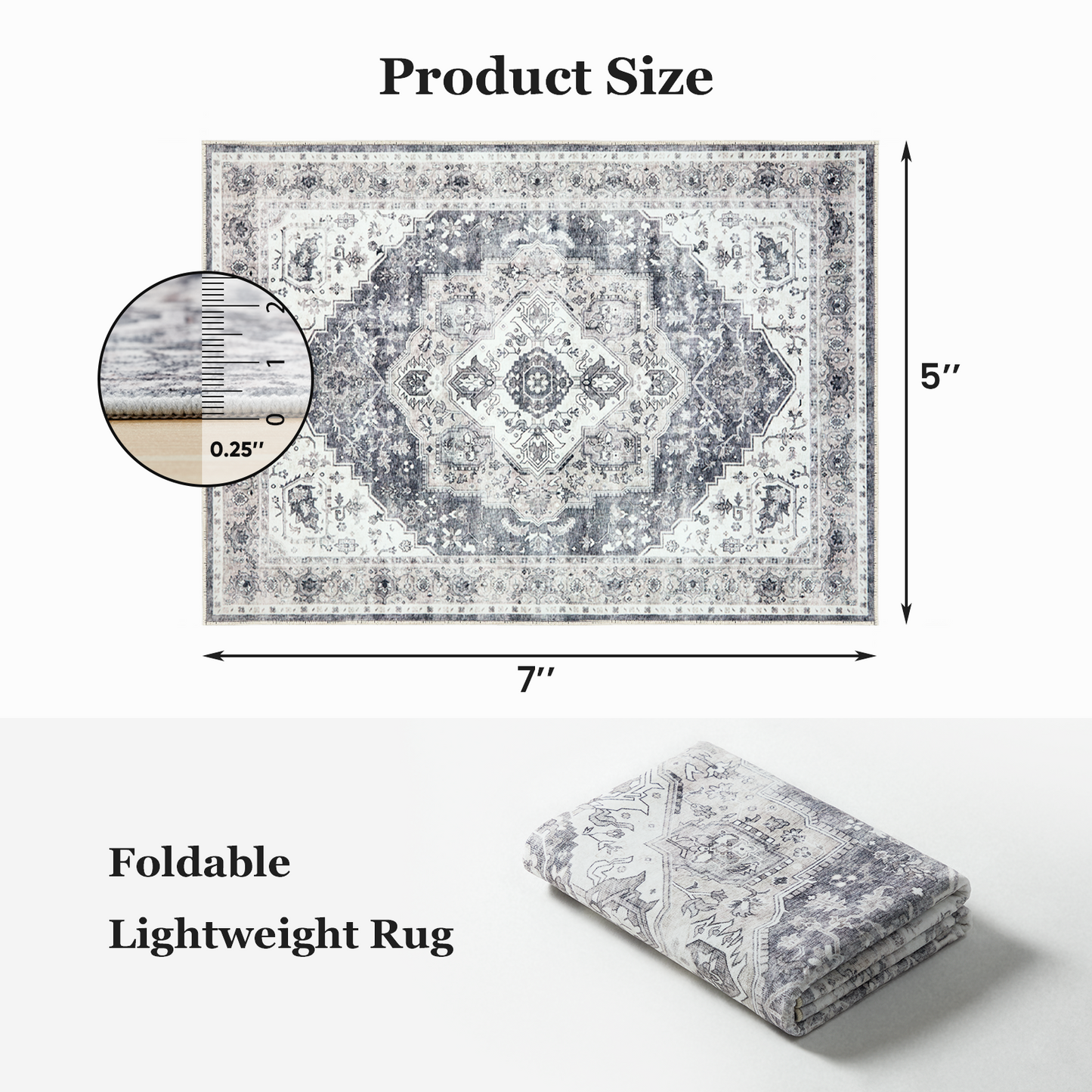 CHITOOMA 5'x7' Machine-washable Area Rugs for Living Room, Stain Resistant Non-Shed Carpet, Boho Area Rugs with Non-Slip Backing for Bedroom, Dining Room, Dorm, Office