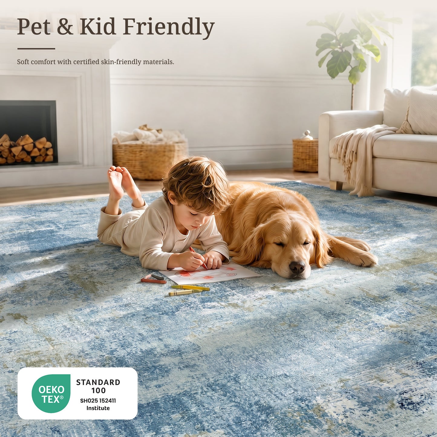 CHITOOMA 10'x14' Area Rugs for Living Room, Machine Washable Abstract Distressed Rugs Indoor Neutral Carpet Rugs for Bedroom Dining Room Office with Non-Slip Backing, Stain Resistant Non-Shed