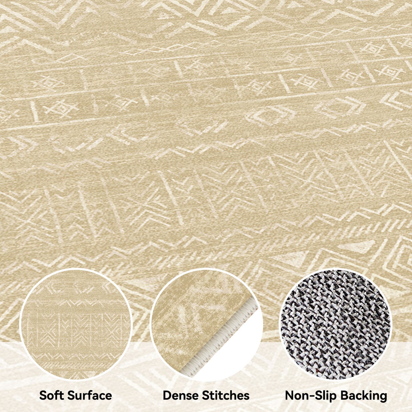 CHITOOMA 5'x7' Area Rugs for Living Room, Washable Rugs Boho Soft Geometric Bohemian Carpet Indoor Rug for Bedroom Dining Room Office Nonslip Foldable Rug