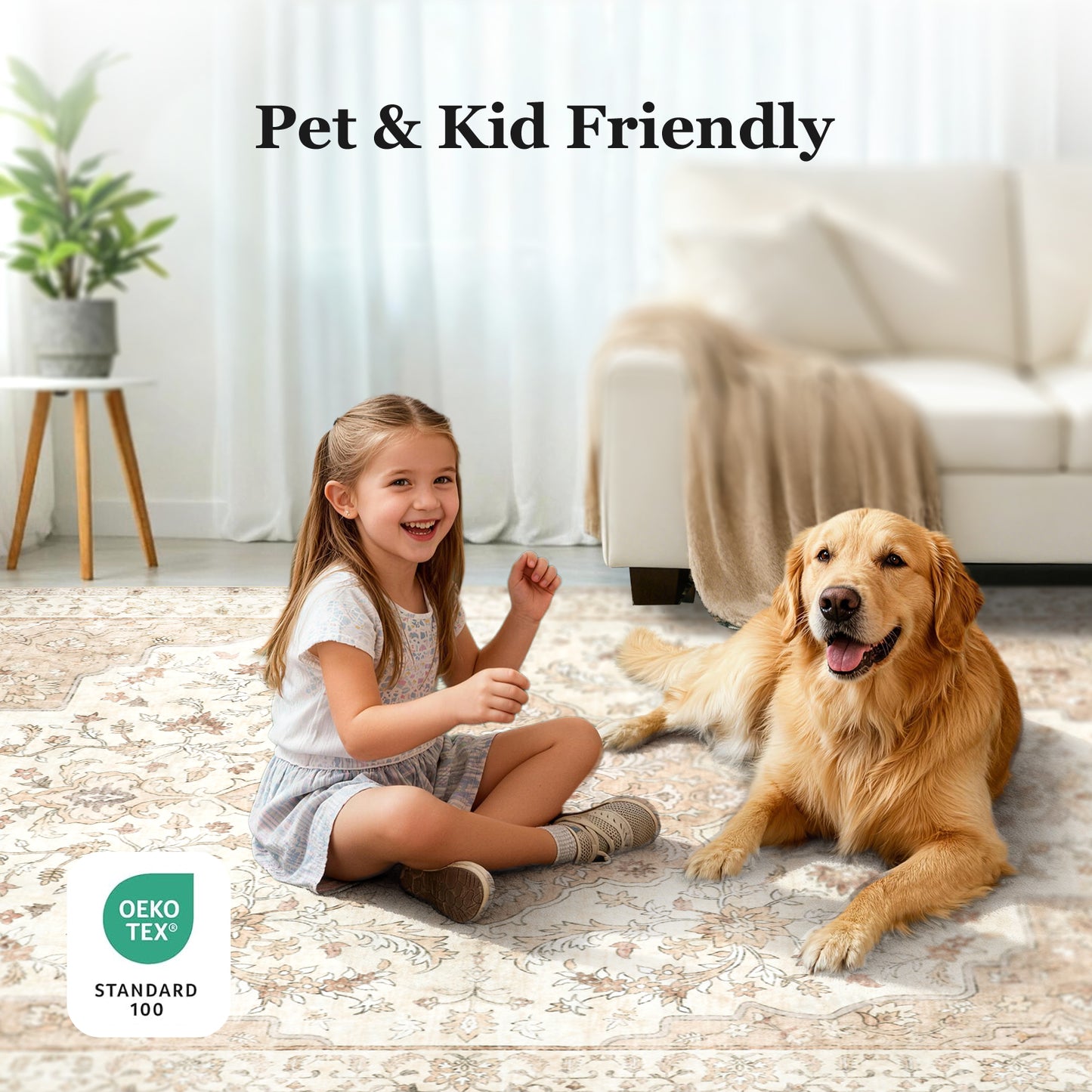 CHITOOMA 10'x14' Area Rugs for Living Room, Boho Machine Washable Stain Resistant Non-Shed Carpet, Floral Area Rug with Non-Slip Backing for Bedroom, Dining Room, Dorm, Office