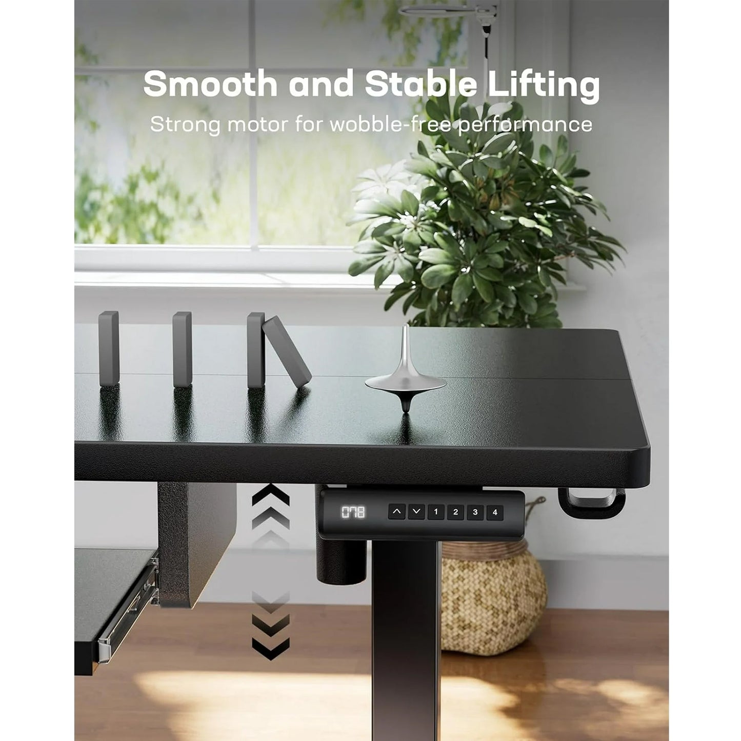 55" x 24" Electric Standing Desk with Keyboard Tray, Height Adjustable Sit Stand up Desk with Headphone Hook & 4 Height Memory Pre-Set for Home Office, Black