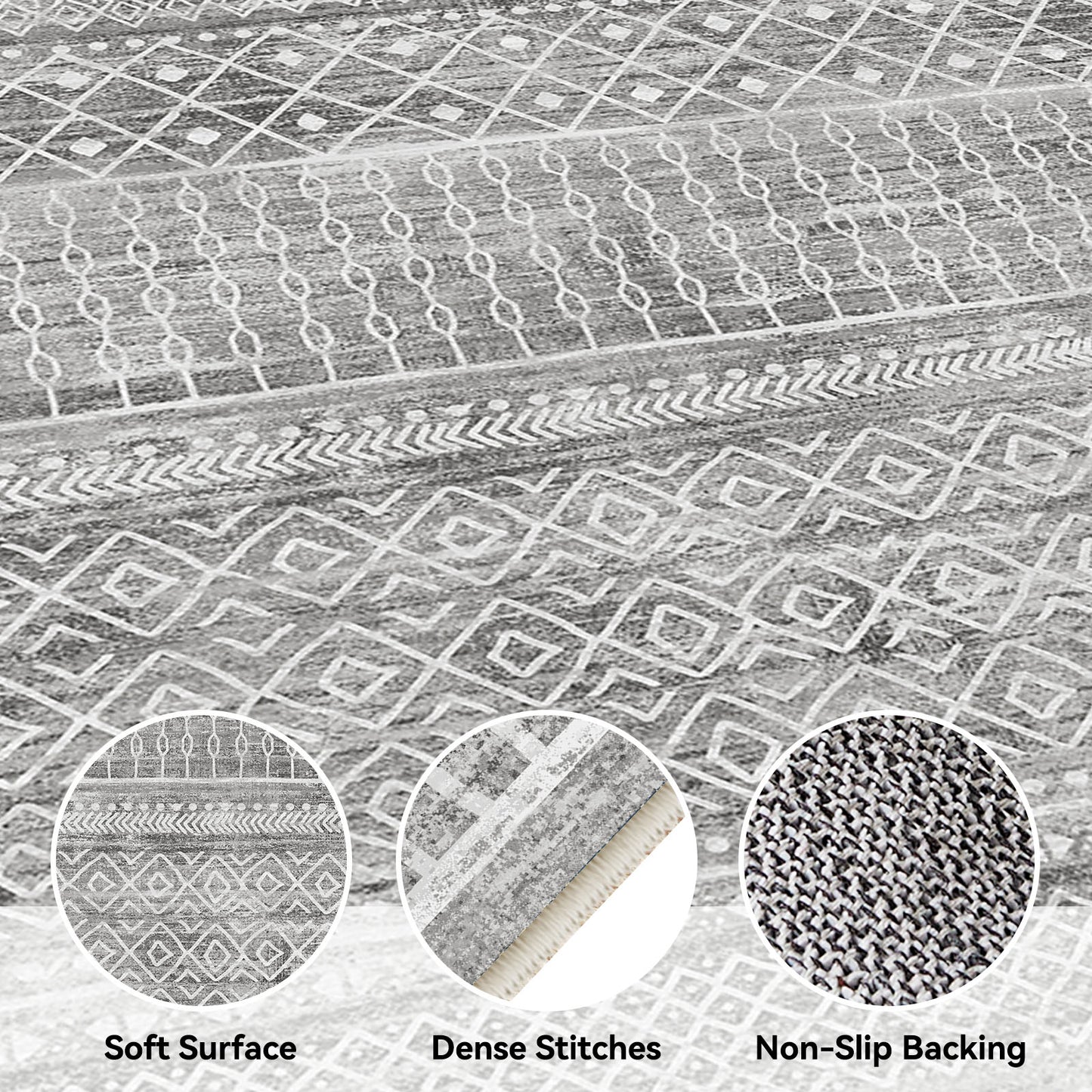 CHITOOMA 8'x10' Area Rugs for Living Room, Washable Rugs Boho Soft Geometric Bohemian Carpet Indoor Rug for Bedroom Dining Room Office Nonslip Foldable Rug