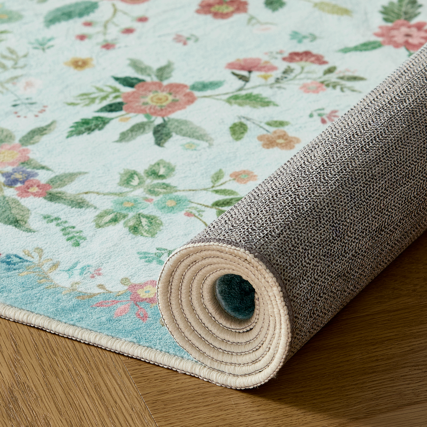 CHITOOMA 6'x9' Boho Area Rugs for Living Room, Machine Washable Stain Resistant Non-Shed Carpet, Floral Area Rug with Non-Slip Backing for Bedroom, Dining Room, Dorm, Office