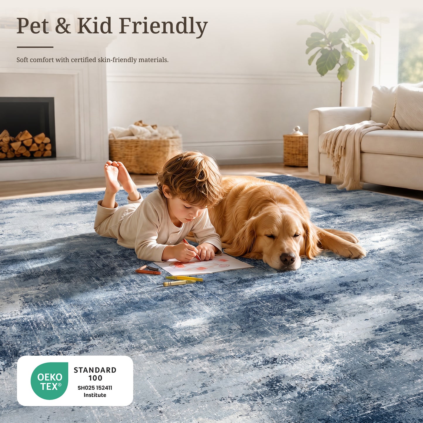 CHITOOMA 9'x12' Area Rugs for Living Room, Machine Washable Abstract Distressed Rugs Indoor Neutral Carpet Rugs for Bedroom Dining Room Office with Non-Slip Backing, Stain Resistant Non-Shed