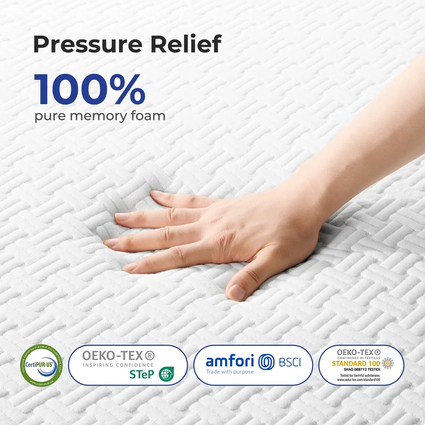 4 inch Non-Slip Gel Memory Foam Mattress Topper with Removable & Washable Cover, Pressure Relief, CertiPUR-US Certified - King