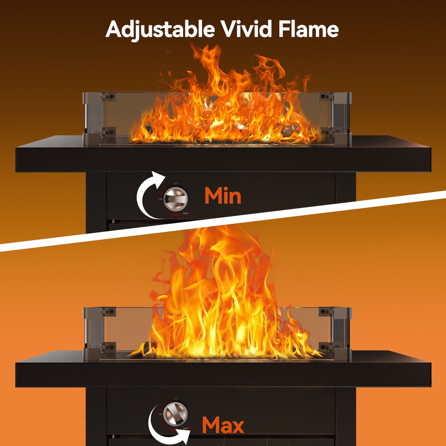 CHITOOMA Tempered Glass Wind Guard for Fire Pits, Universal Fit for 28 & 32-Inch Square Propane Fire Pits