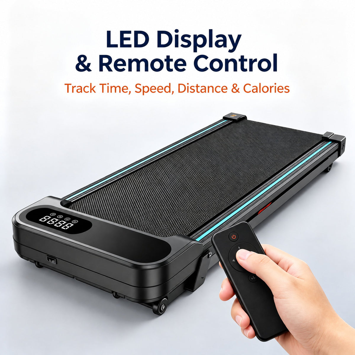 CHITOOMA Walking Pad with Remote Control, 2.5HP Under Desk Treadmill for Home Office, 0.6-5 MPH, 330lbs Capacity, Ultra-Quiet <40dB, Installation-Free Compact Exercise Machine for Walking and Jogging