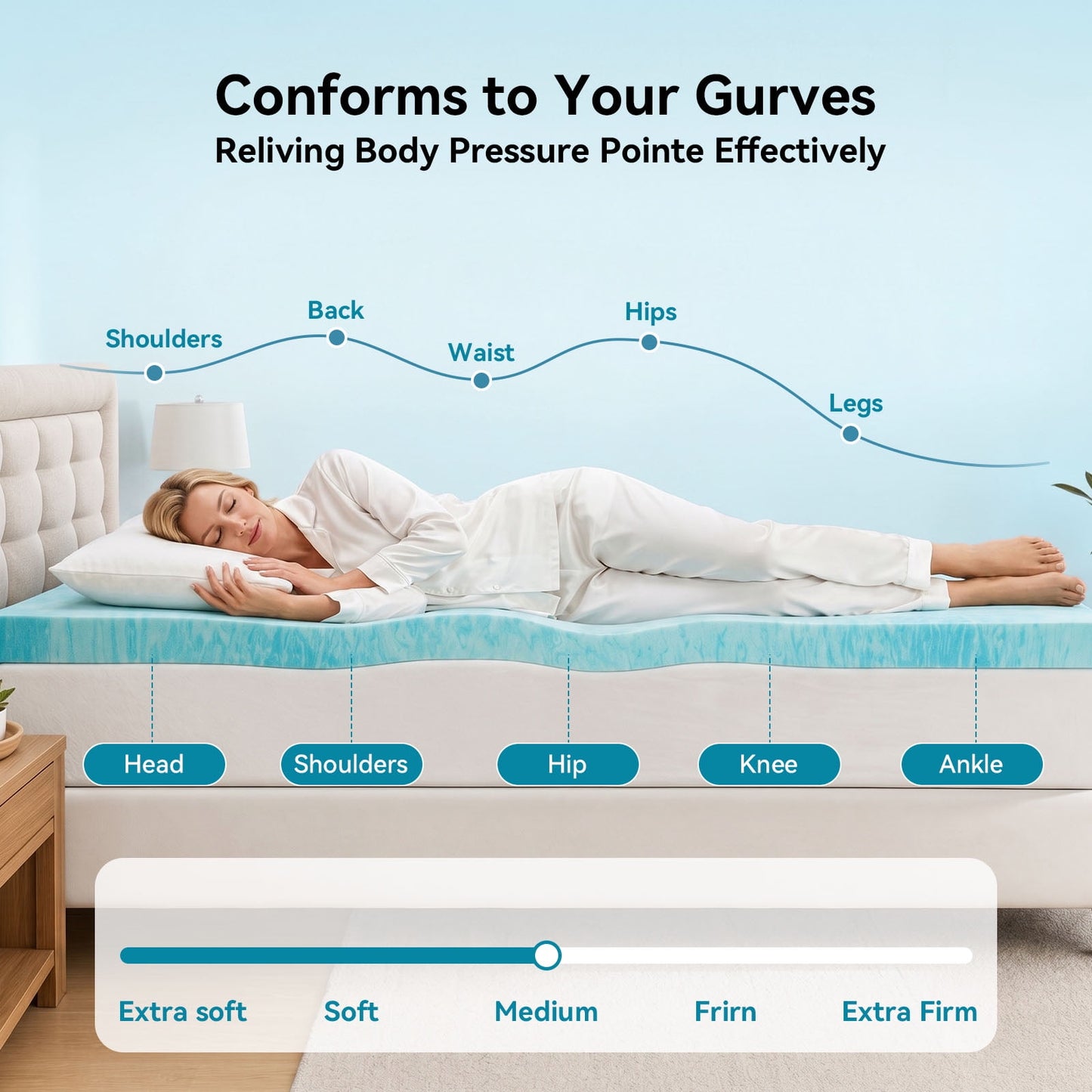 CHITOOMA 3 Inch King Memory Foam Mattress Topper, Cooling Gel Infused Foam Mattress Topper for Pressure Relief& Enhanced Sleep Comfort, CertiPUR-US and Oeko-TEX Certification