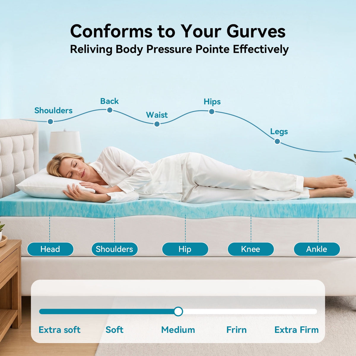 CHITOOMA 2 Inch Twin Memory Foam Mattress Topper, Cooling Gel Infused Foam Mattress Topper for Pressure Relief& Enhanced Sleep Comfort, CertiPUR-US and Oeko-TEX Certification