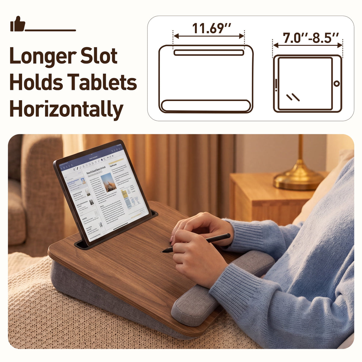 Laptop Lap Desk,Portable Lap Desk with Pillow Cushion,15.6 inch Laptop Desk for Home Office Students Use as Computer Laptop Stand, Book Tablet