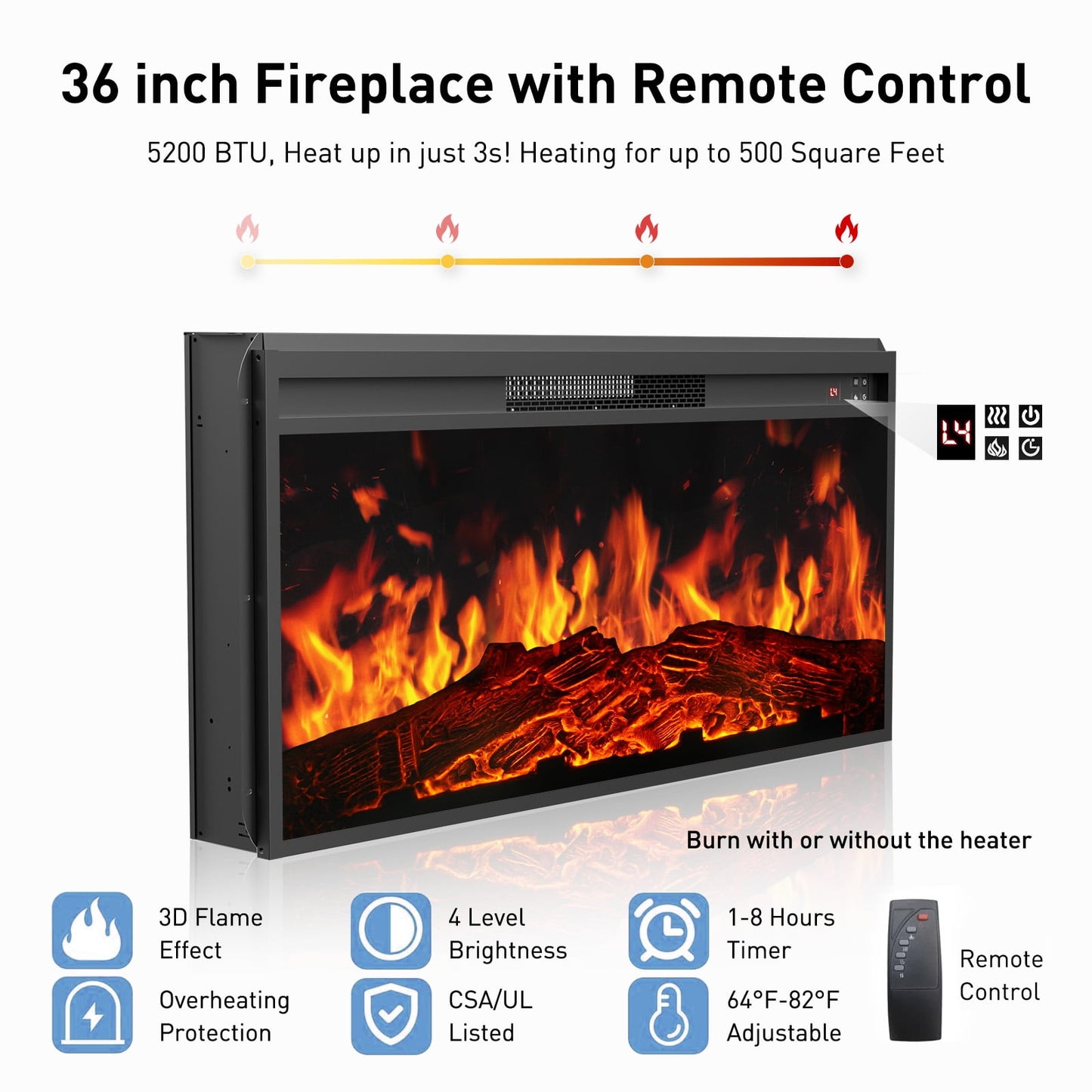 Electric Fireplace TV Stand up to 85" TVs, Farmhouse Entertainment Center wiht 36" Fireplace for Living Room, Vintage Brown