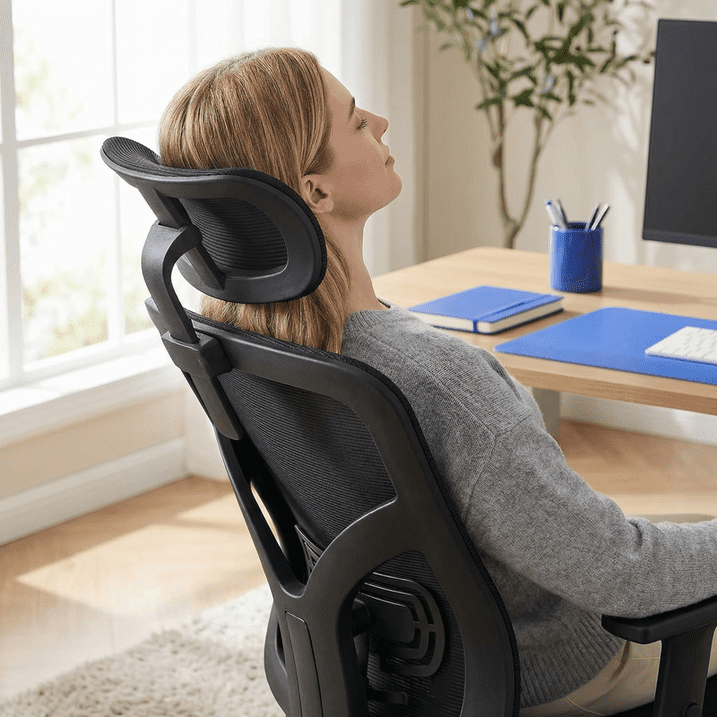 BESTERGO Ergonomic Office Chair with Adjustable Lumbar Support, 2D Headrest, Height-Adjustable Armrests, Reclining Backrest, Thick Seat Cushion, Rolling Desk Chair for Home Office