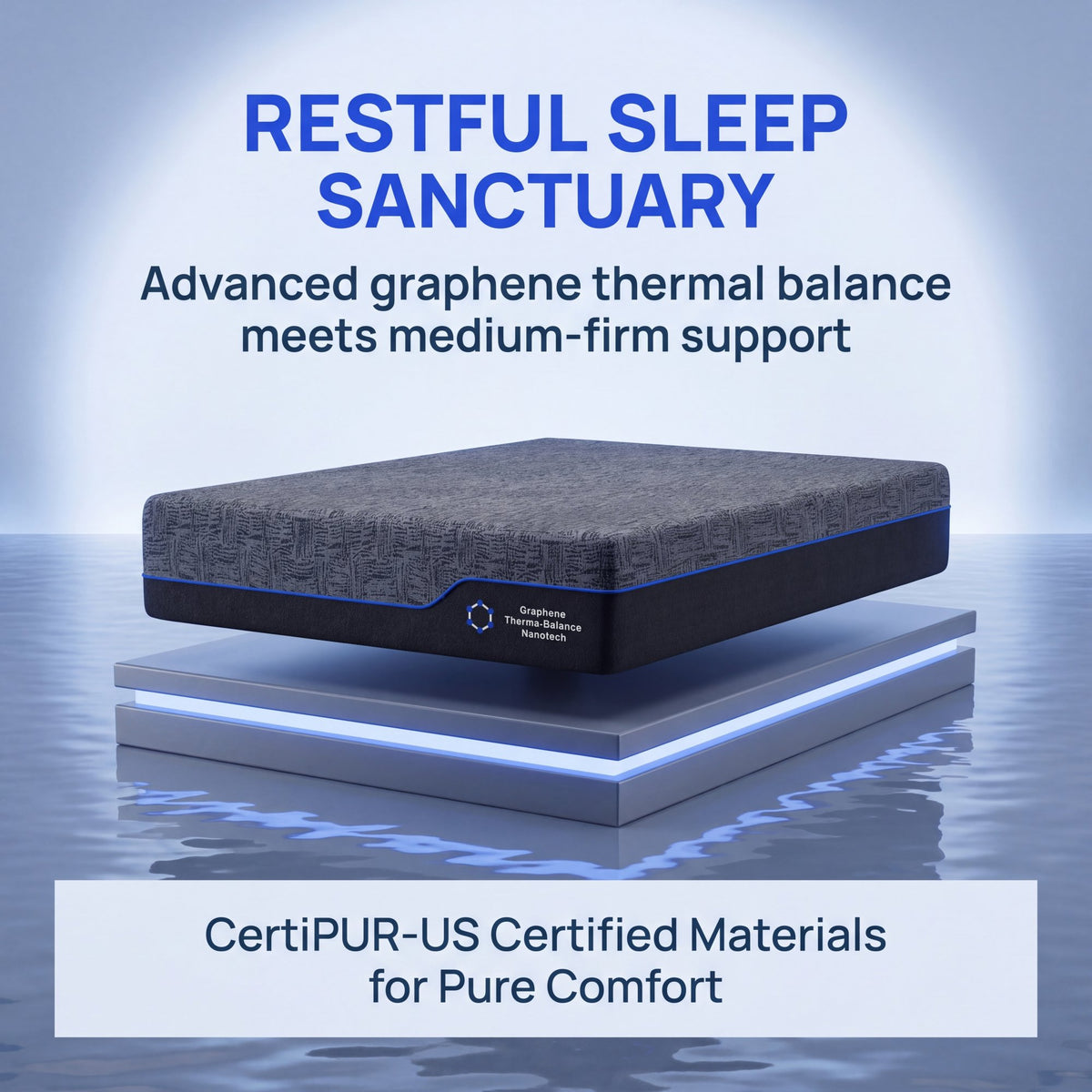 CHITOOMA 12" Queen Memory Foam Mattress,Gel-Infused Triple Layer Mattress with Graphene Cooling Cover,Medium Firm Bed Mattress for Pressure Relief & Motion Isolation,Dark Gray