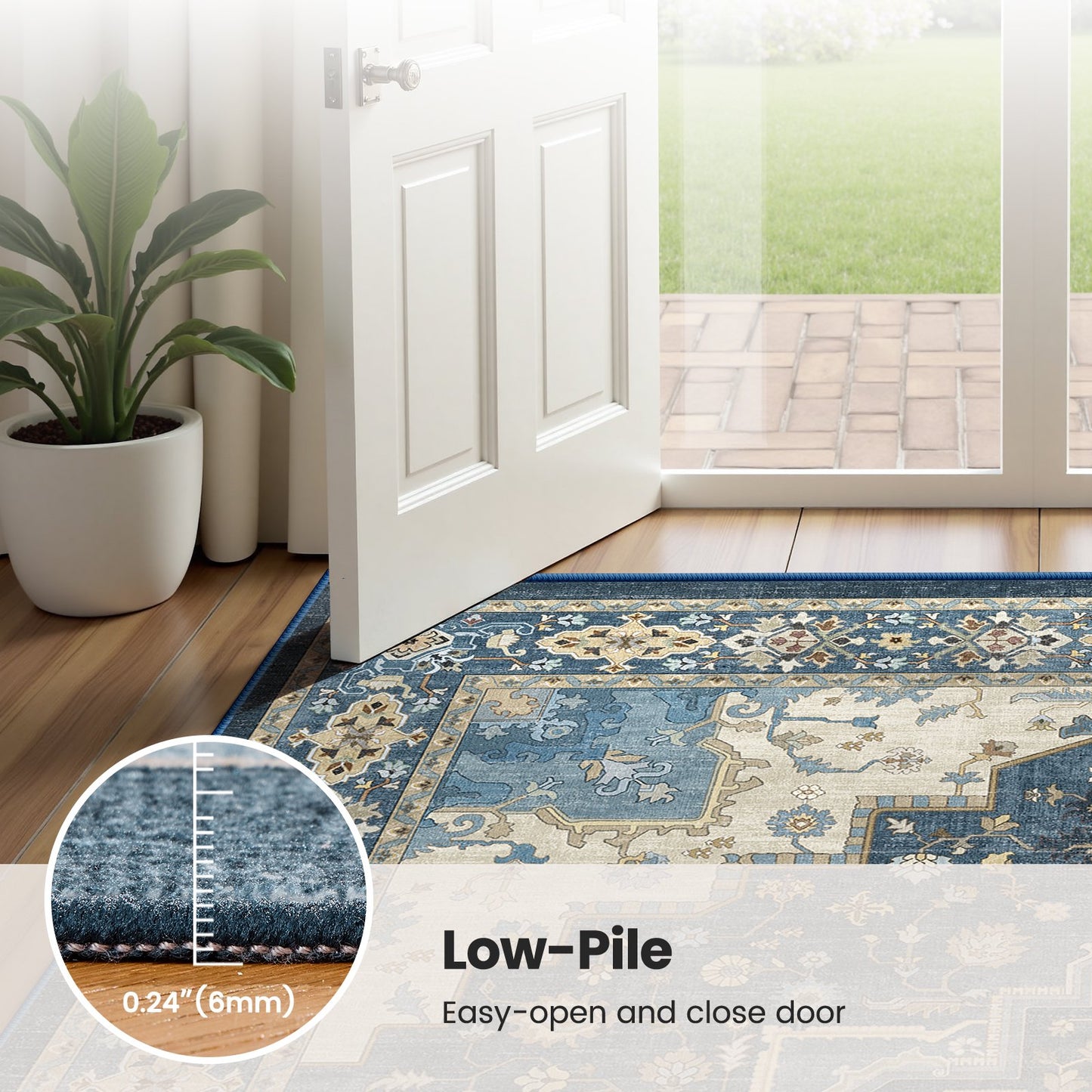 CHITOOMA 8'x10' Boho Area Rugs for Living Room, Machine Washable Stain Resistant Non-Shed Carpet, Area Rug with Non-Slip Backing for Bedroom, Dining Room, Dorm, Office